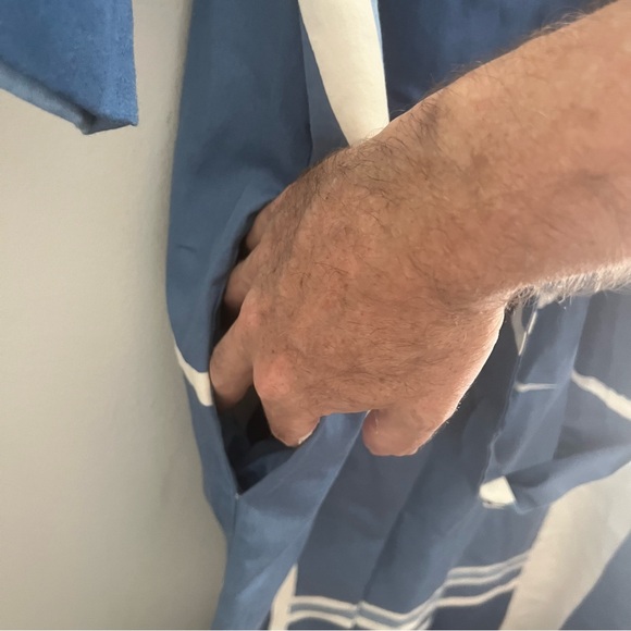 Vintage Lester Square for The Tog Shop blue white panel shirt dress pockets - Picture 10 of 16